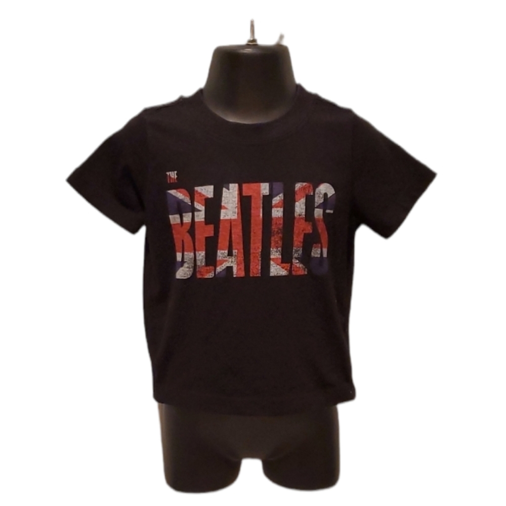 Beatles Black Union Jack British Flag Rock T Shirt